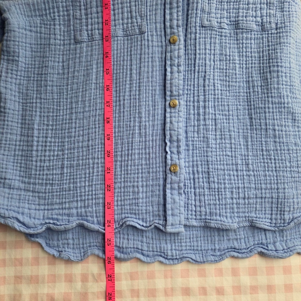 LL Bean Womens XL Petite Light Blue Gauze Cotton Button Down 100% Cotton Shirt - Picture 8 of 12